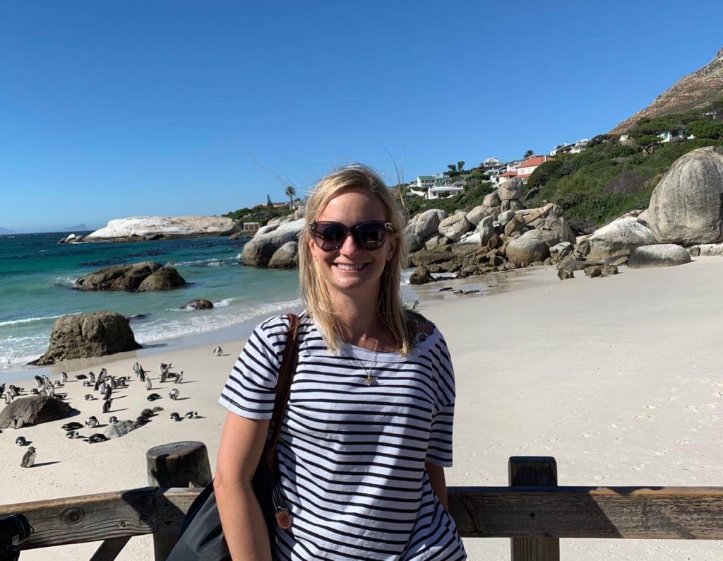 Gemma Exploring Blouders Beach before Two Oceans Marathon