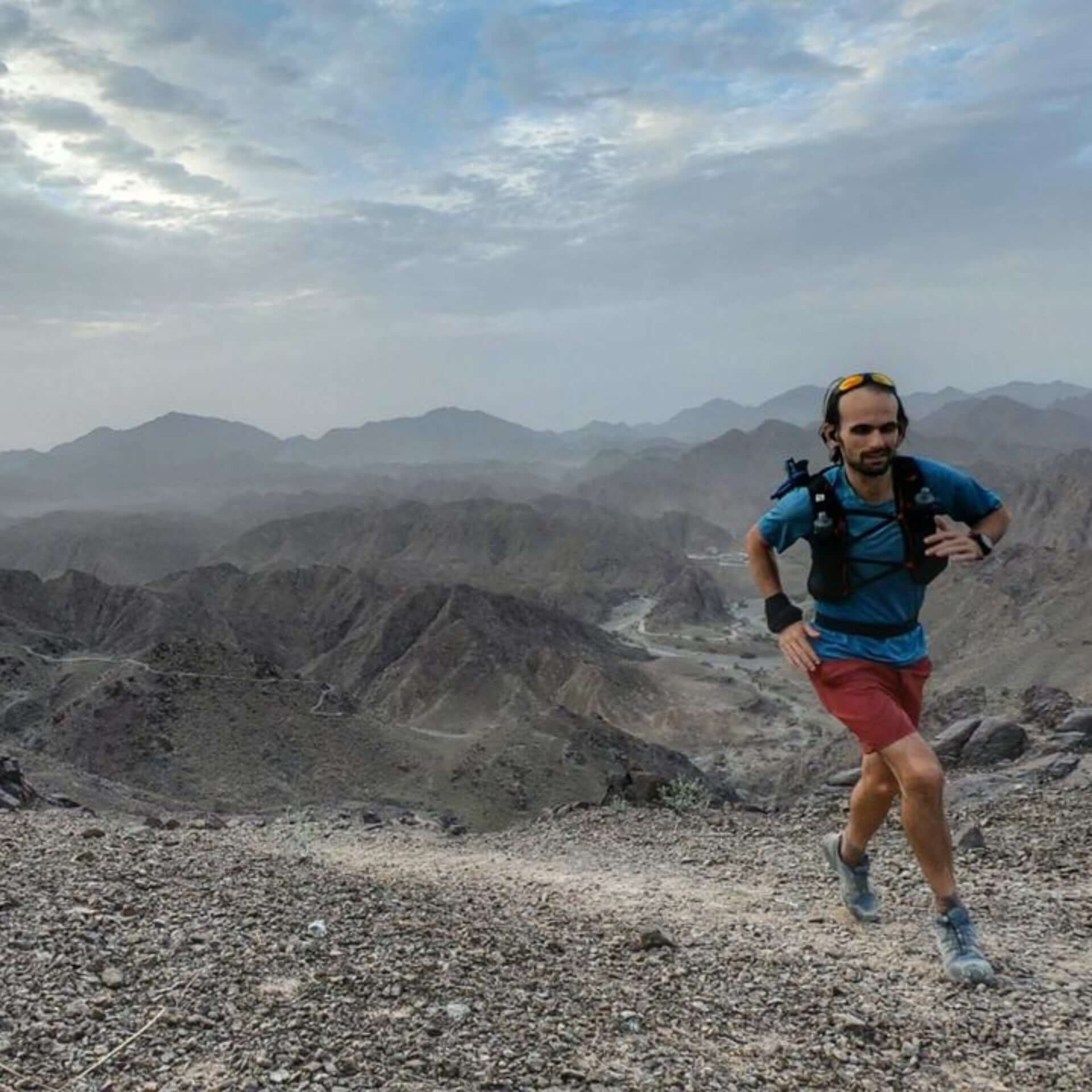 Chris training for Comrades in the mountains in the UAE